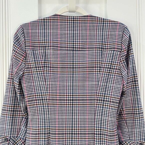 Parker Derby Blazer Mini Dress Women’s 4 Plaid Pink 4 Button Closure Workwear - Picture 9 of 15